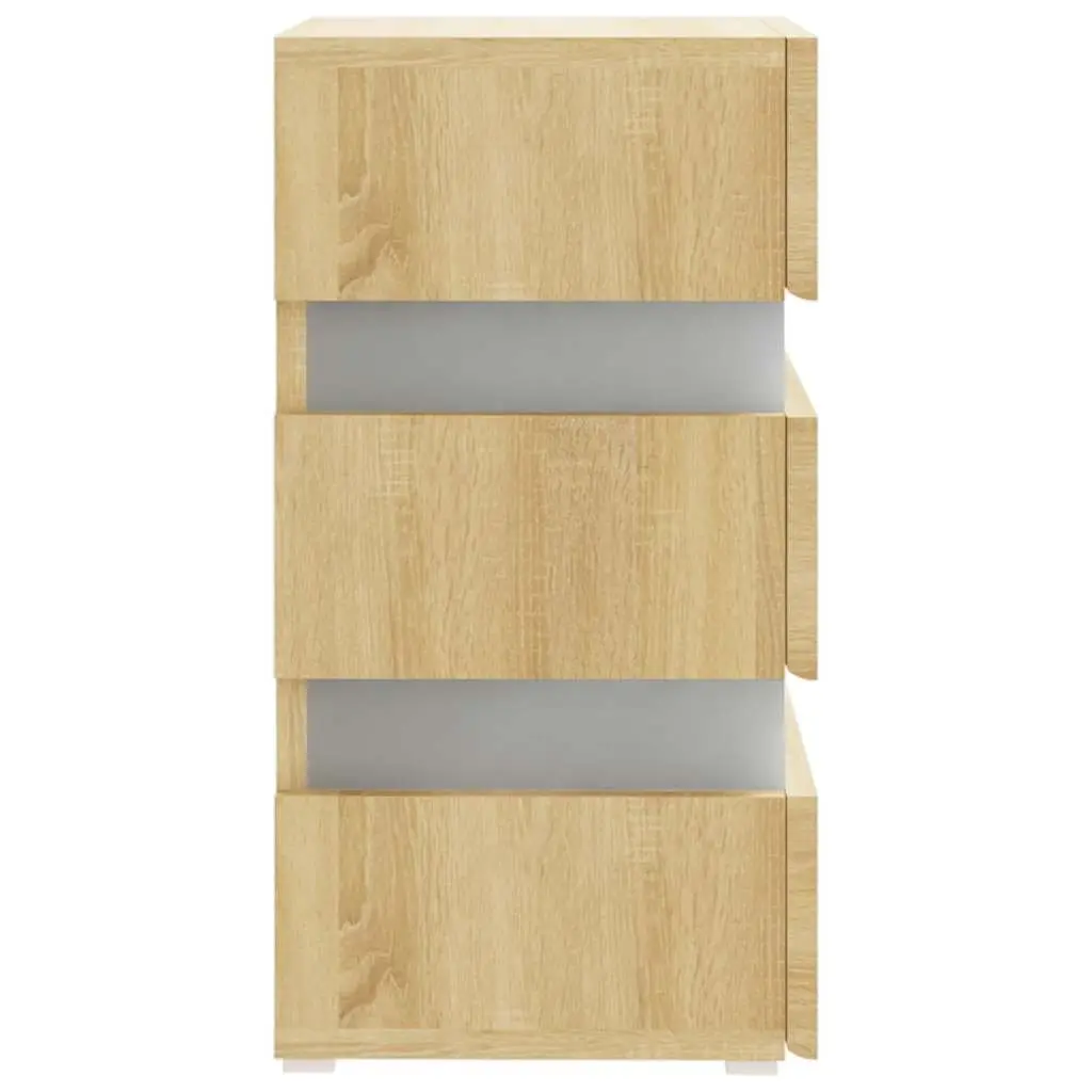 Bedside Table with LED Light and Storage