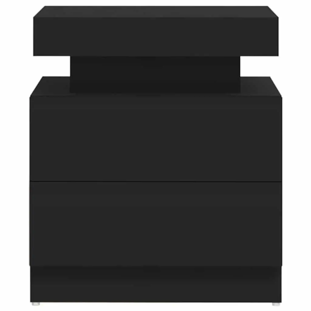 Bedside Cabinet Black Engineered Wood Nightstand Storage Table 45x35x52cm
