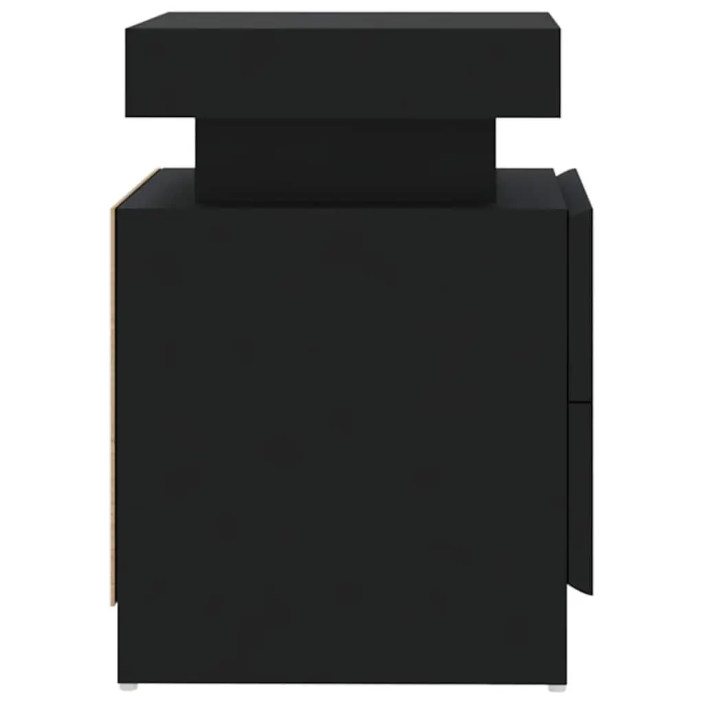 Bedside Cabinet Black Engineered Wood Nightstand Storage Table 45x35x52cm