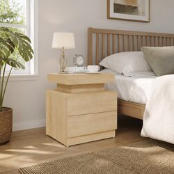 Brown Engineered Wood Nightstand with Storage