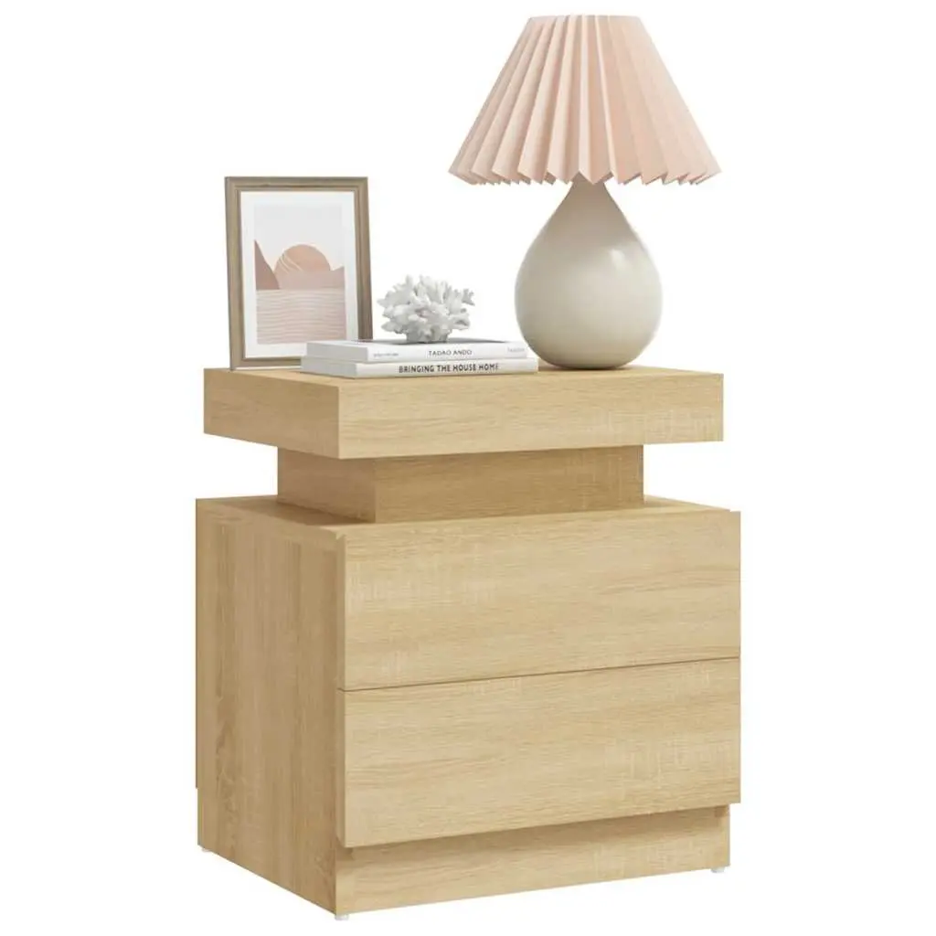 Bedside Table Brown Engineered Wood 45x35x52 cm