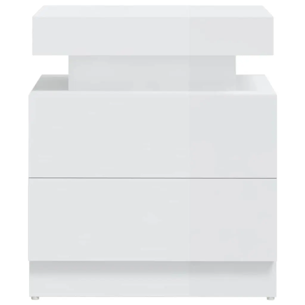 Engineered Wood Nightstand High Gloss White Bedside Cabinet Storage Table 45x35x52cm
