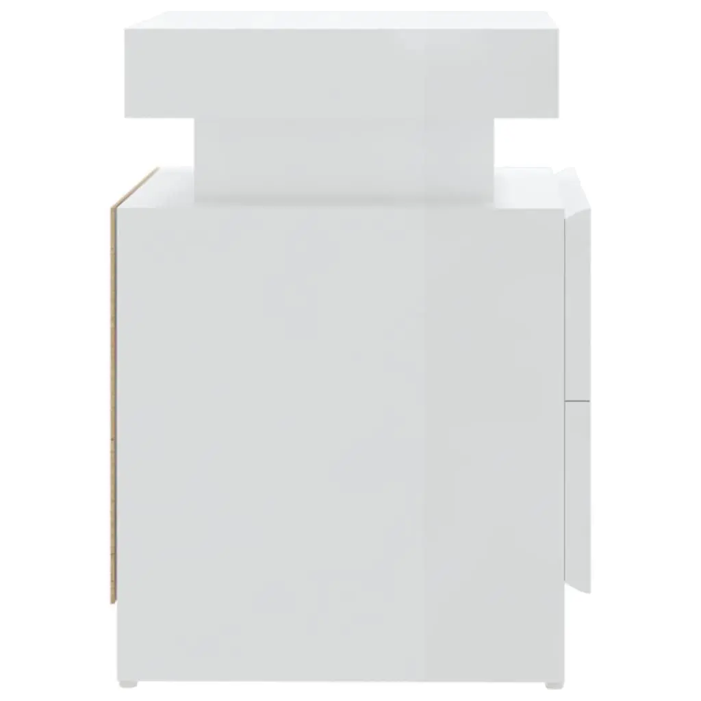 Engineered Wood Nightstand High Gloss White Bedside Cabinet Storage Table 45x35x52cm