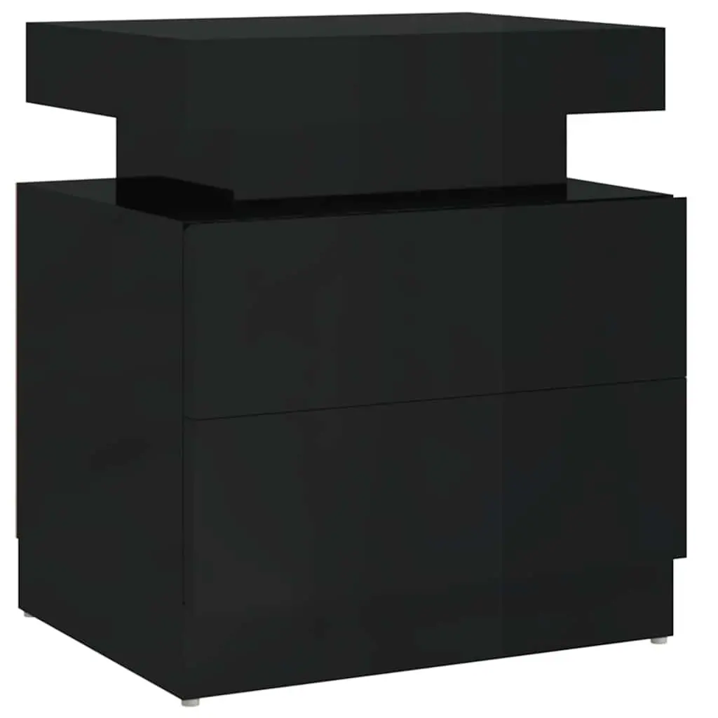 Bedside Cabinet High Gloss Black Nightstand 45 x 35 x 52 cm Engineered Wood