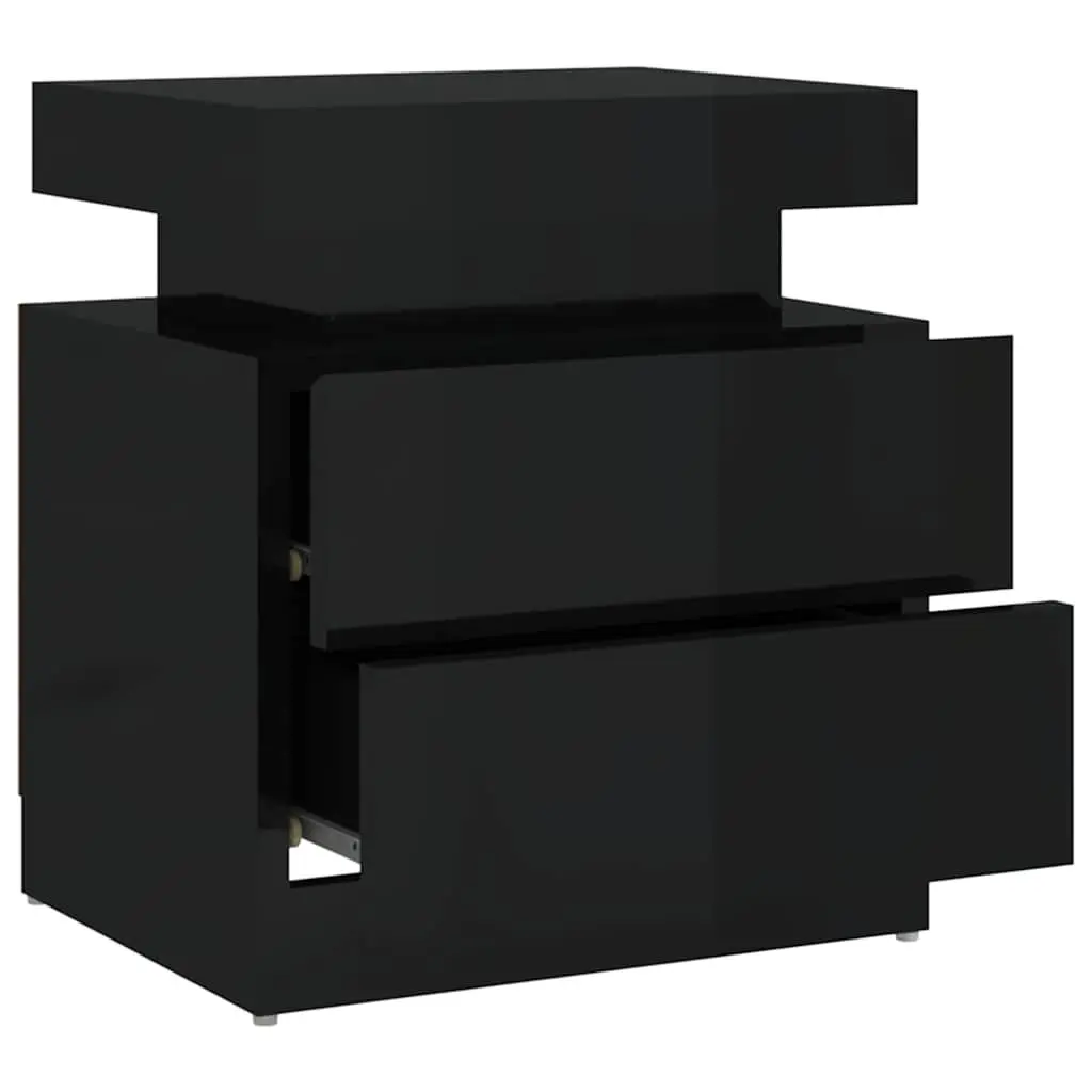 Bedside Cabinet High Gloss Black Nightstand 45 x 35 x 52 cm Engineered Wood