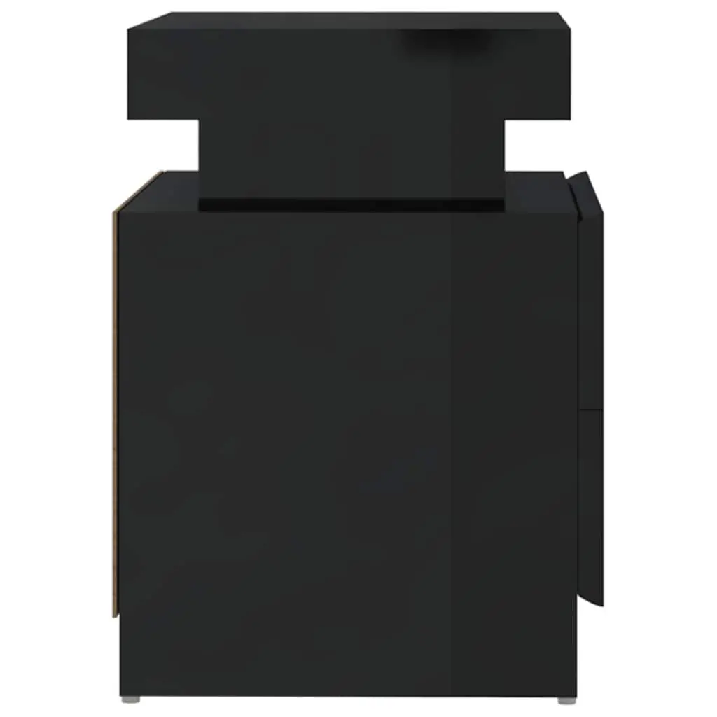 Bedside Cabinet High Gloss Black Nightstand 45 x 35 x 52 cm Engineered Wood