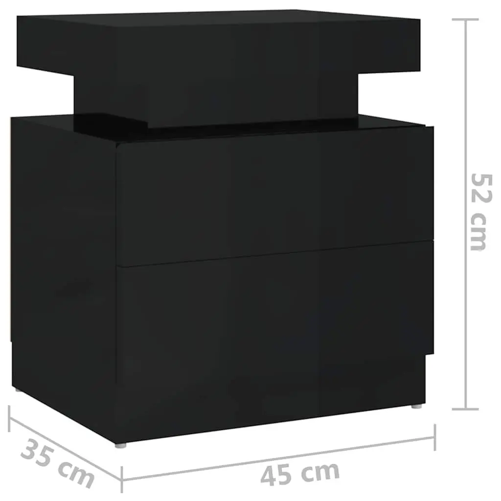 Bedside Cabinet High Gloss Black Nightstand 45 x 35 x 52 cm Engineered Wood