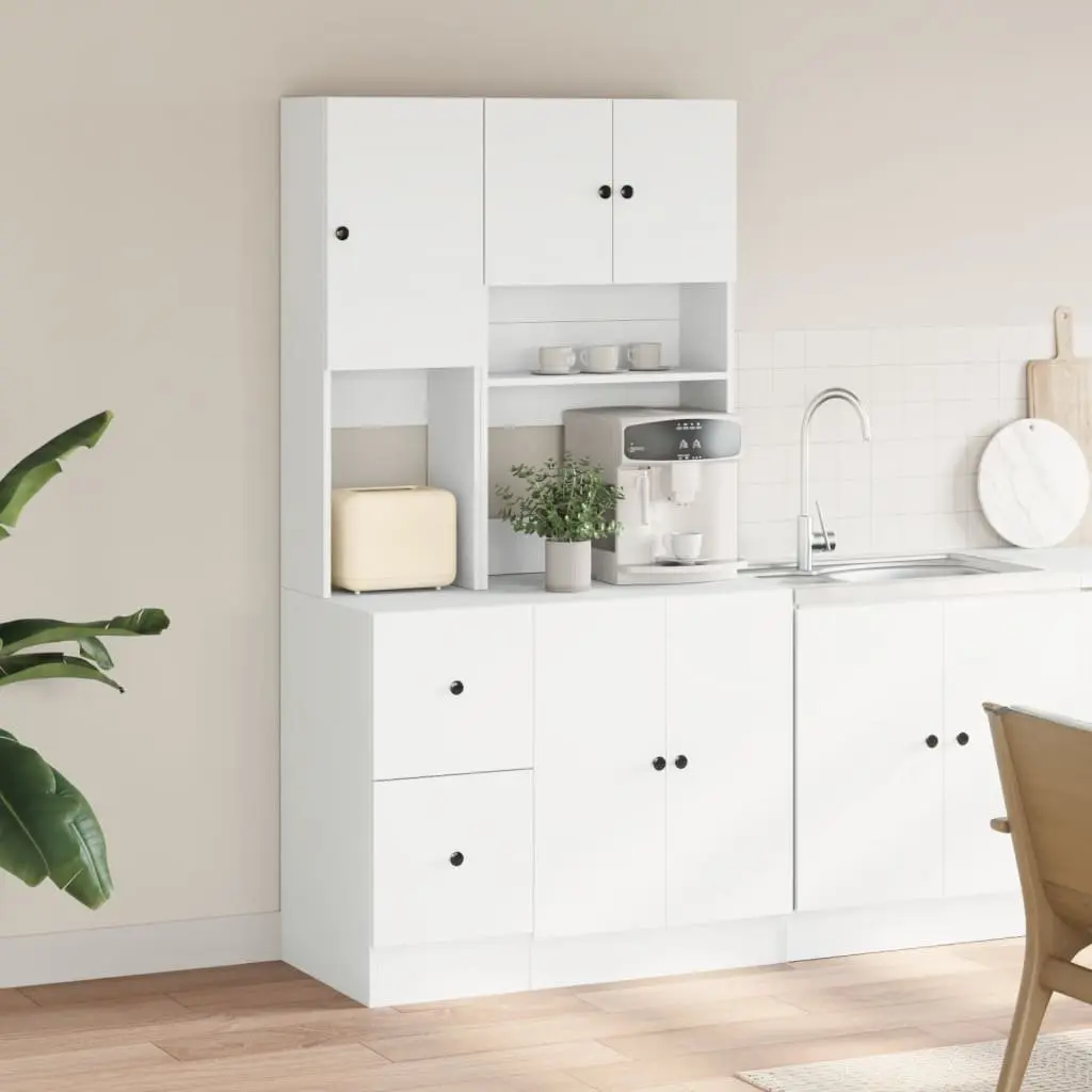 Kitchen Cabinet White Engineered Wood Storage Unit with Doors and Drawers 95x50x180cm