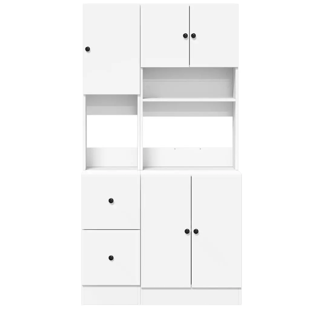 Kitchen Cabinet White Engineered Wood Storage Unit with Doors and Drawers 95x50x180cm