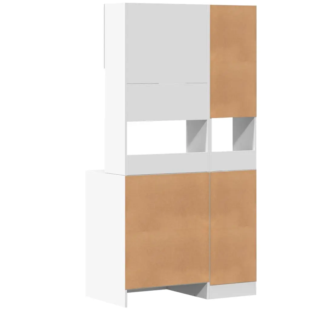 Kitchen Cabinet White Engineered Wood Storage Unit with Doors and Drawers 95x50x180cm