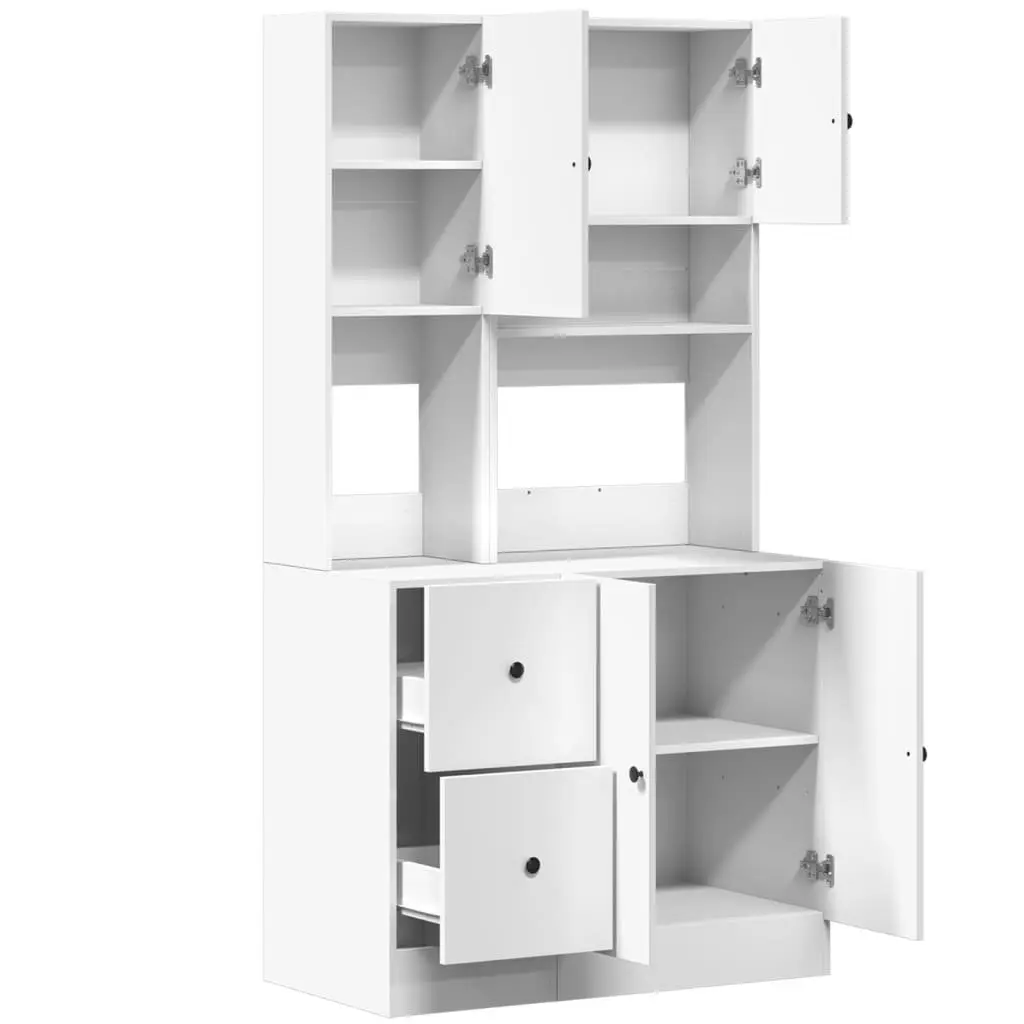 Kitchen Cabinet White Engineered Wood Storage Unit with Doors and Drawers 95x50x180cm