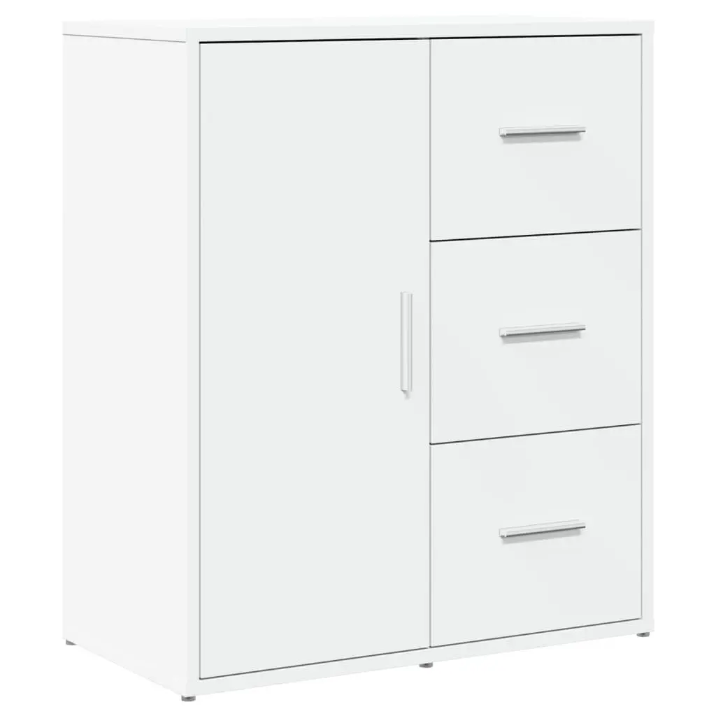 White Engineered Wood Sideboard Cabinet Set of 2