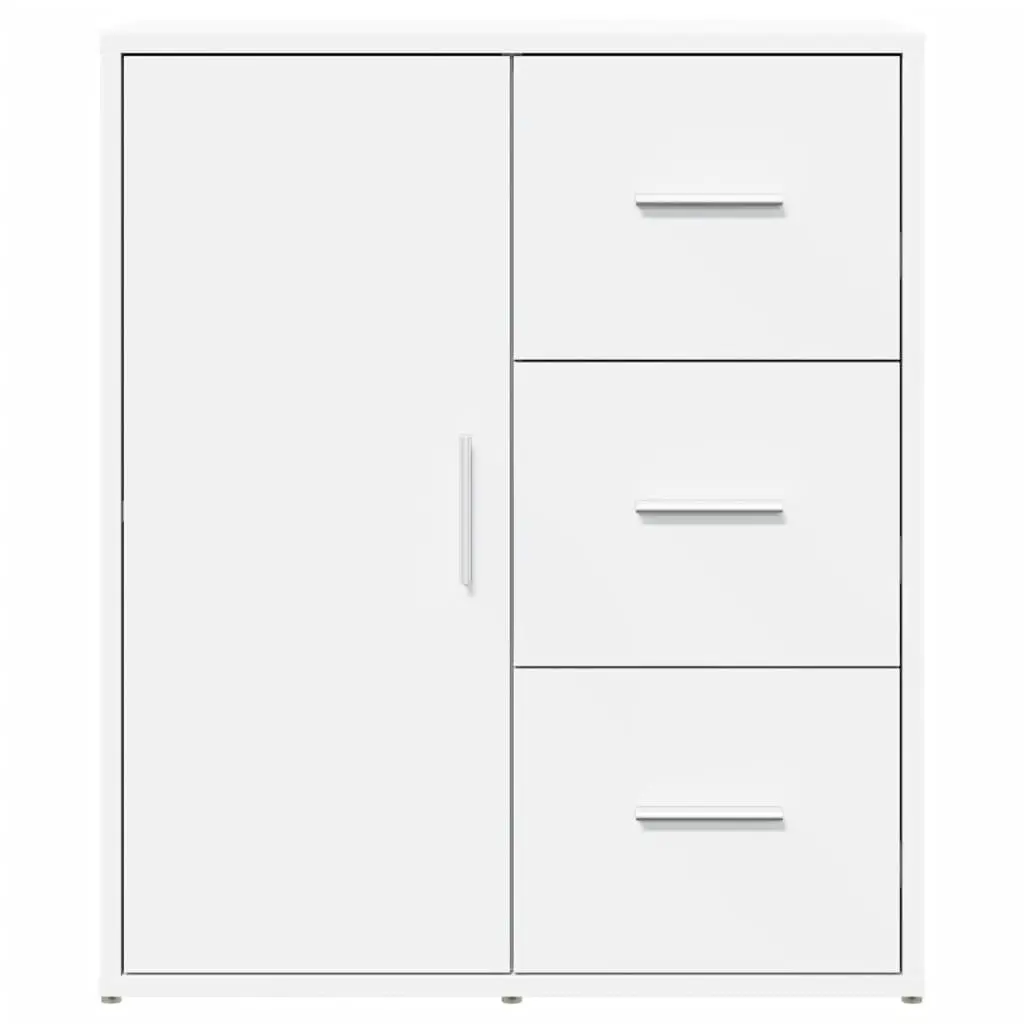 White Engineered Wood Sideboard Cabinet Set of 2