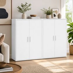 Charming White Engineered Wood Sideboard Storage Cabinet