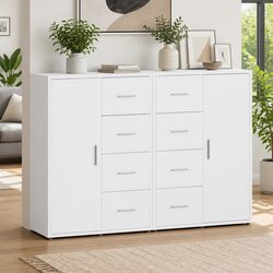 Stylish White Sideboard Storage Cabinet Set of 2