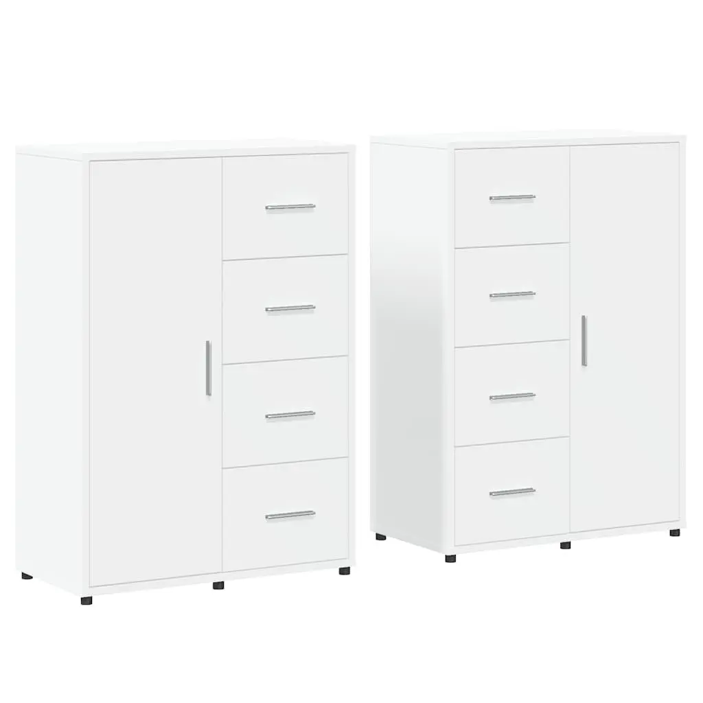 Sideboard Storage Cabinet White 60x31x84 cm Engineered Wood Set of 2