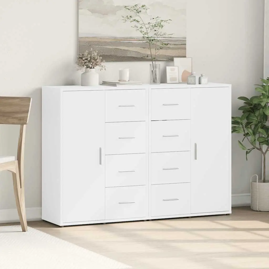 Sideboard Storage Cabinet White 60x31x84 cm Engineered Wood Set of 2