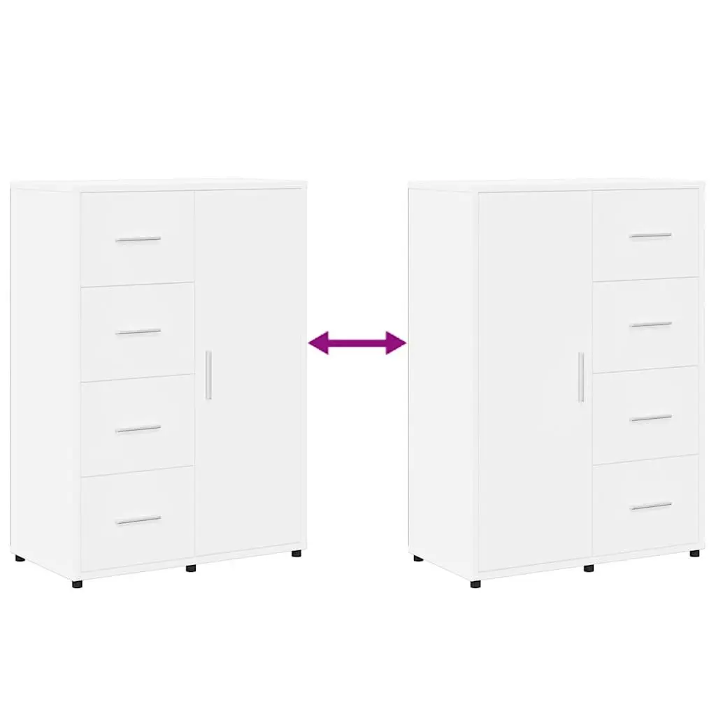 Sideboard Storage Cabinet White 60x31x84 cm Engineered Wood Set of 2