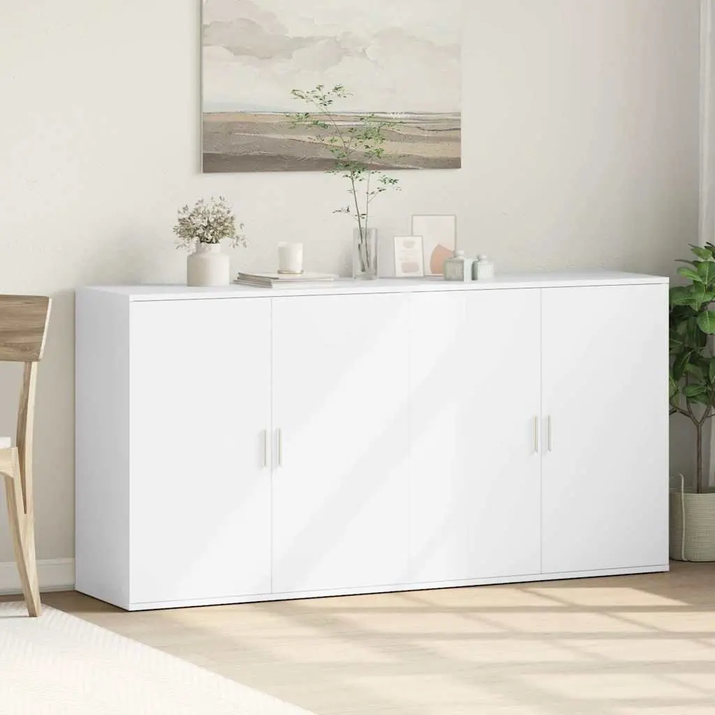 Sideboard Cabinet White 79x38x80 cm Storage Buffet Engineered Wood 2 Piece