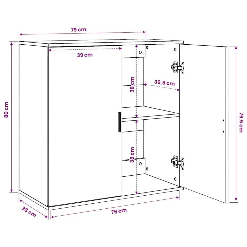 Sideboard Cabinet White 79x38x80 cm Storage Buffet Engineered Wood 2 Piece