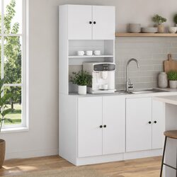 White Engineered Wood Kitchen Storage Cabinet with Drawers