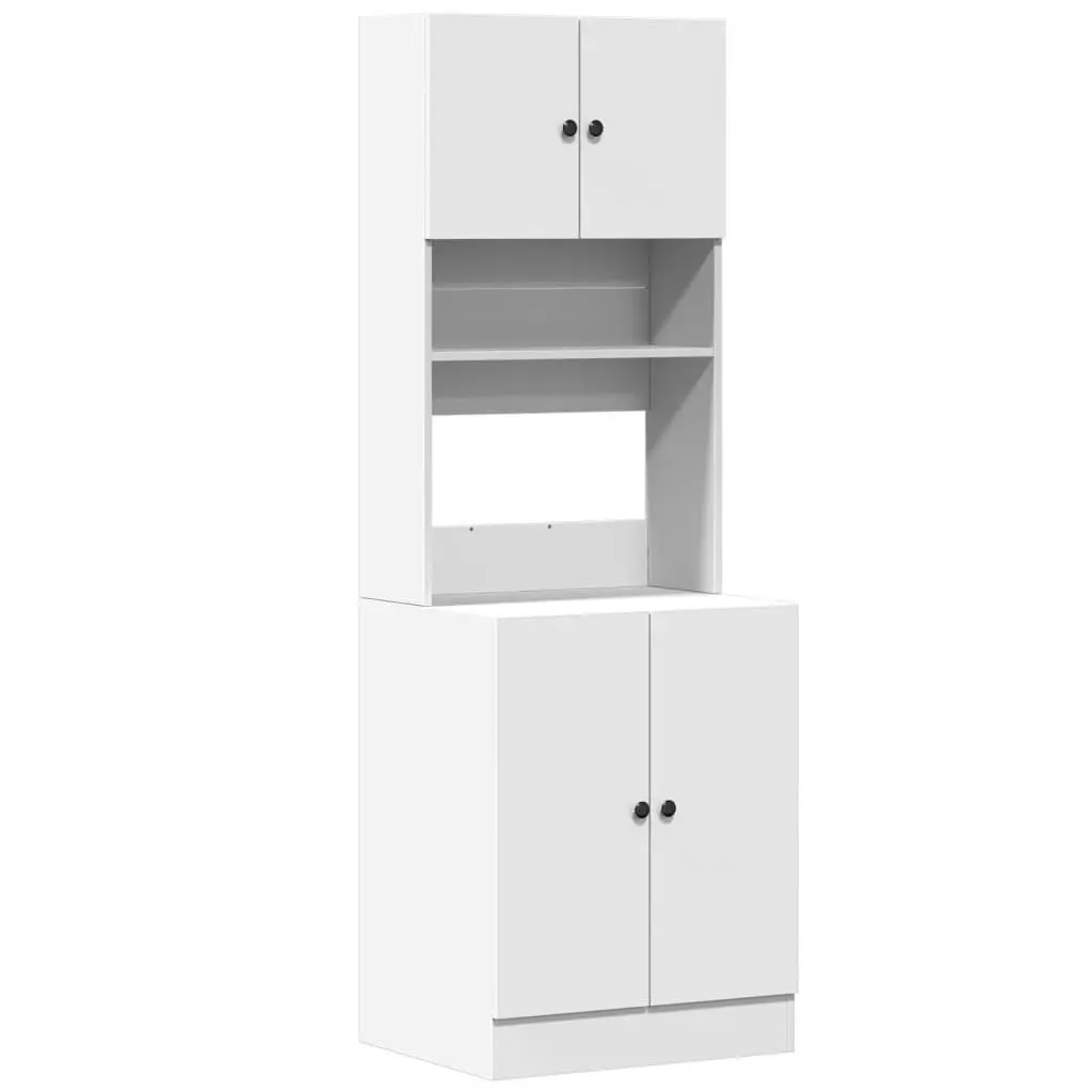 White Engineered Wood Kitchen Storage Cabinet with Drawers