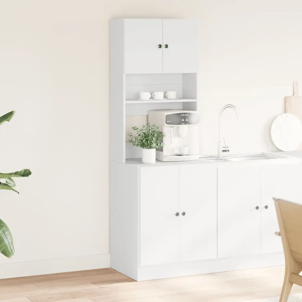 White Engineered Wood Kitchen Storage Cabinet with Drawers