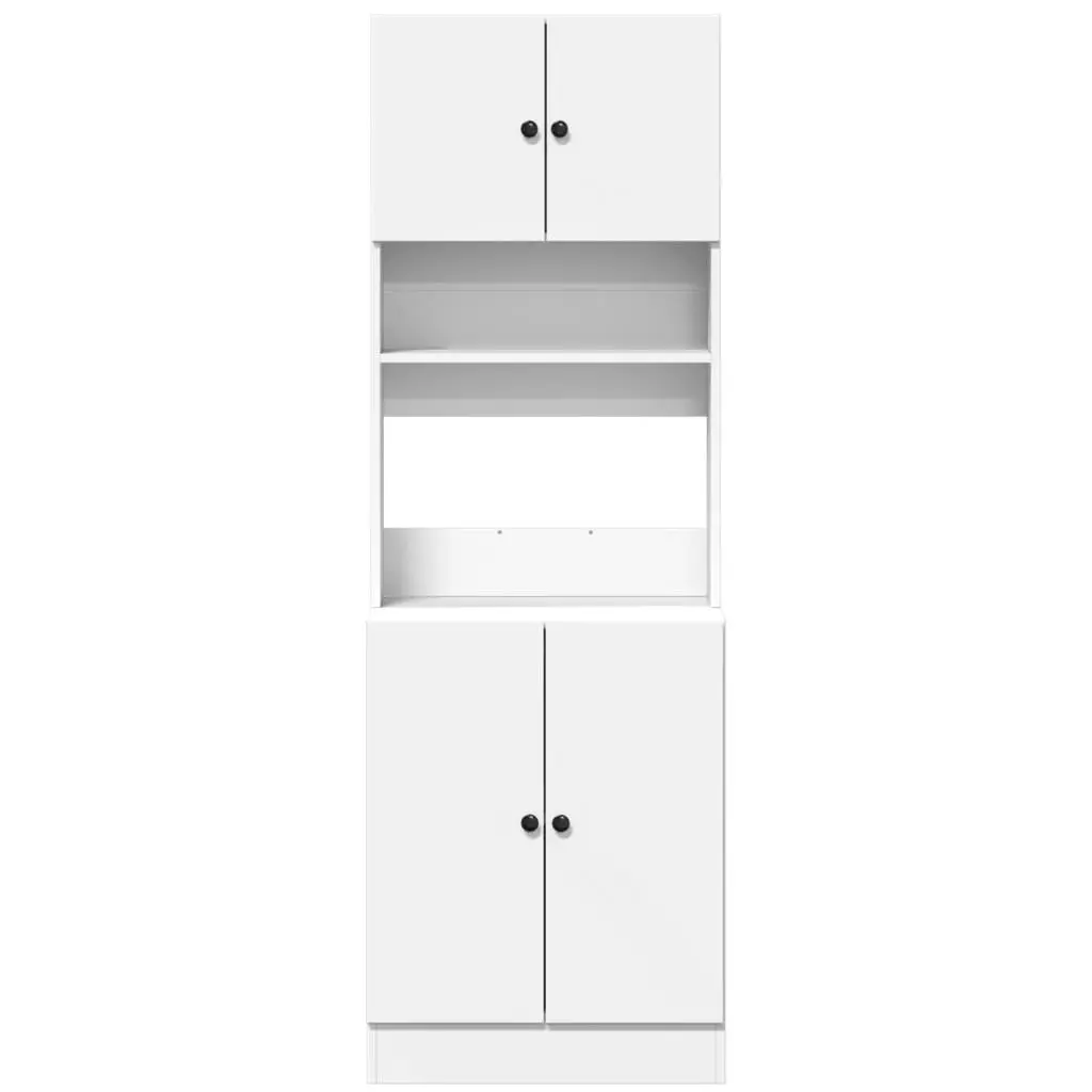 White Engineered Wood Kitchen Storage Cabinet with Drawers