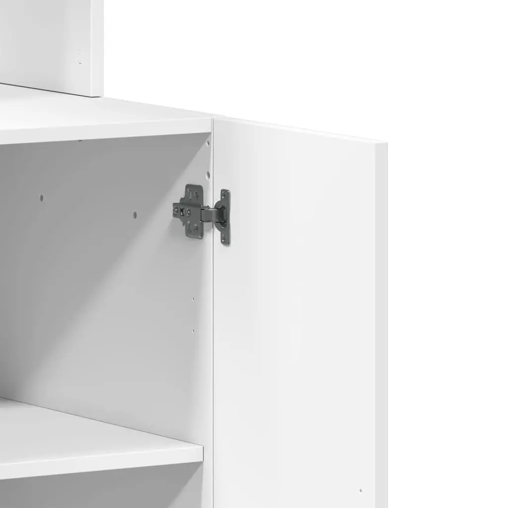 White Engineered Wood Kitchen Storage Cabinet with Drawers