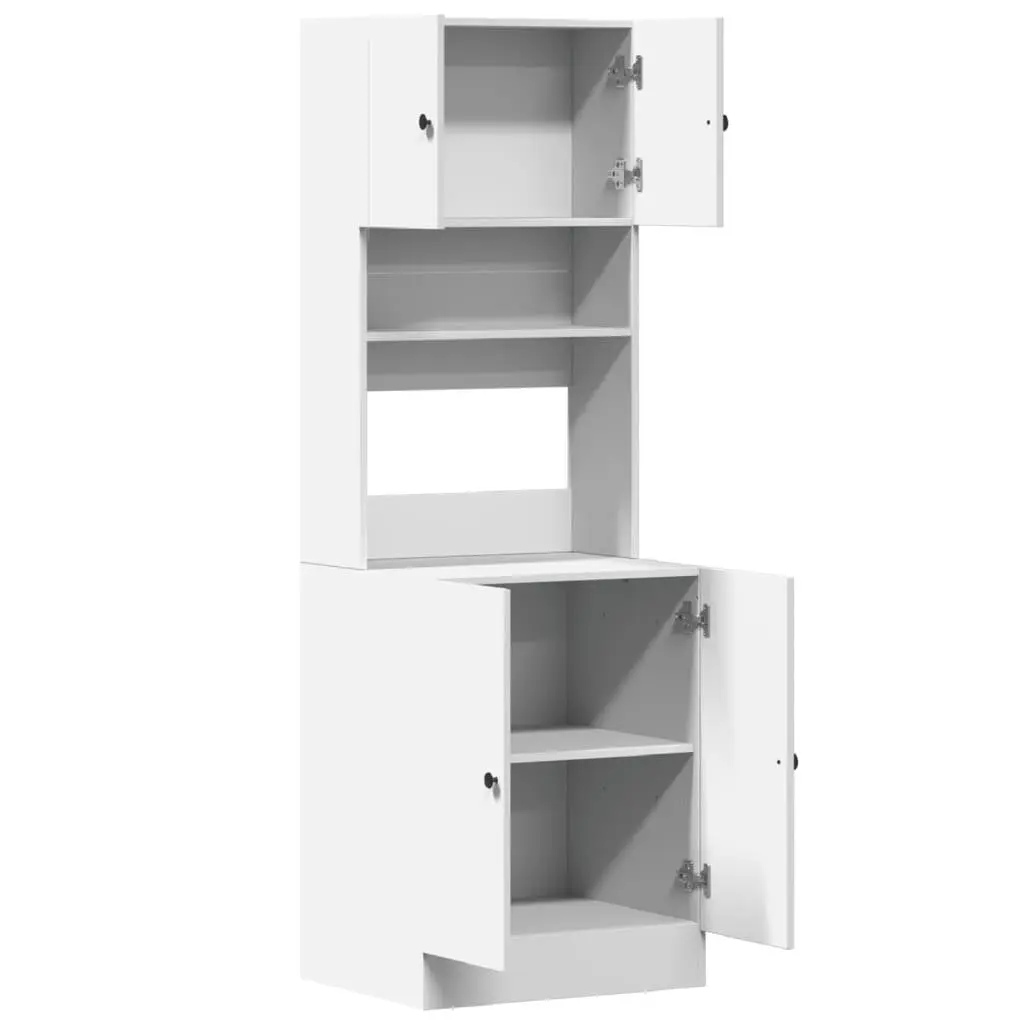 White Engineered Wood Kitchen Storage Cabinet with Drawers