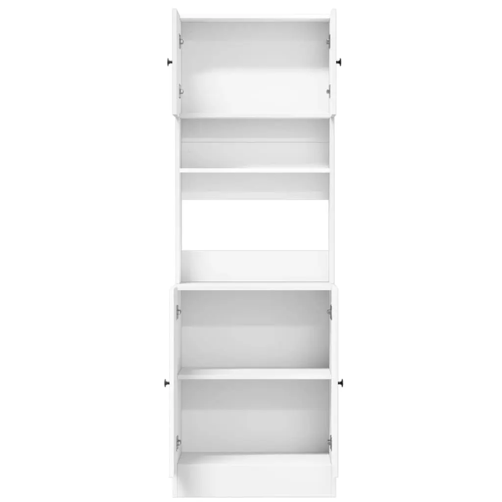 White Engineered Wood Kitchen Storage Cabinet with Drawers