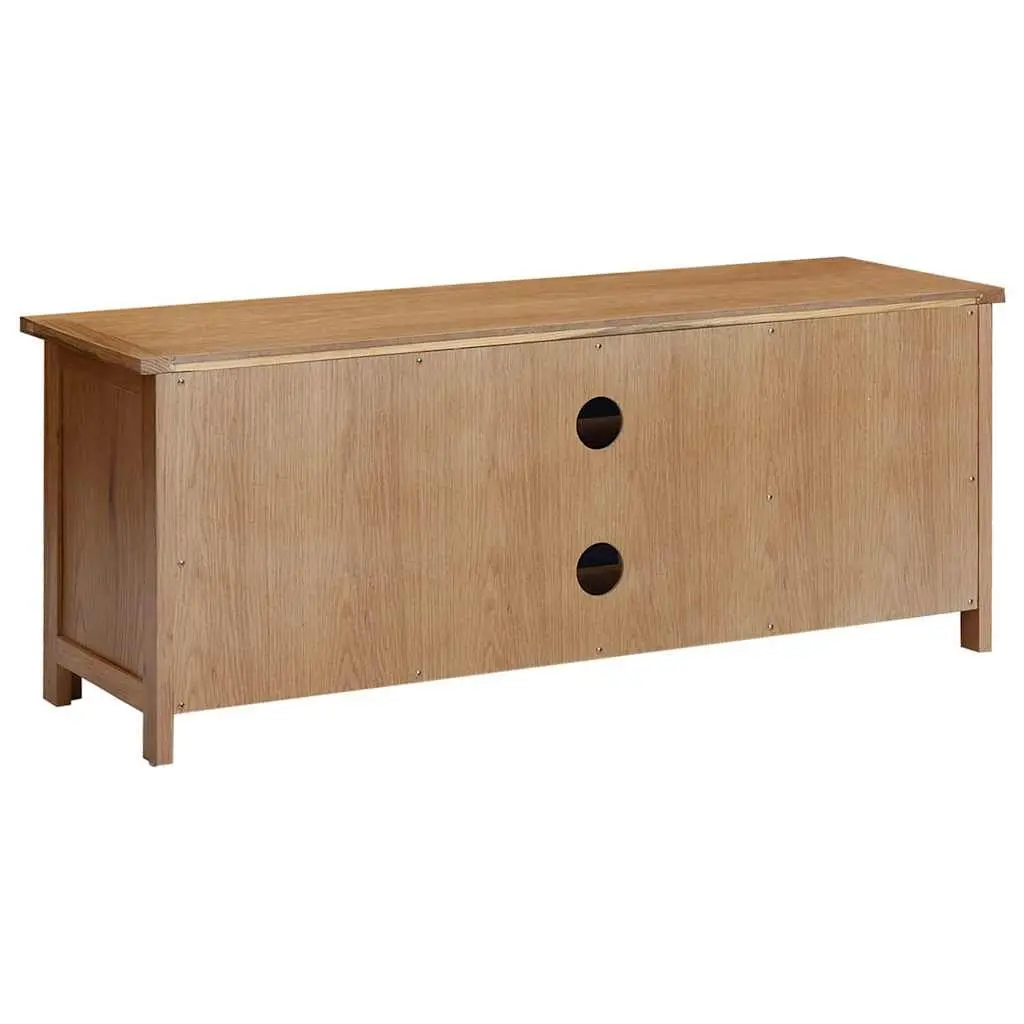 Brown Solid Oak Wood TV Cabinet with Storage Doors