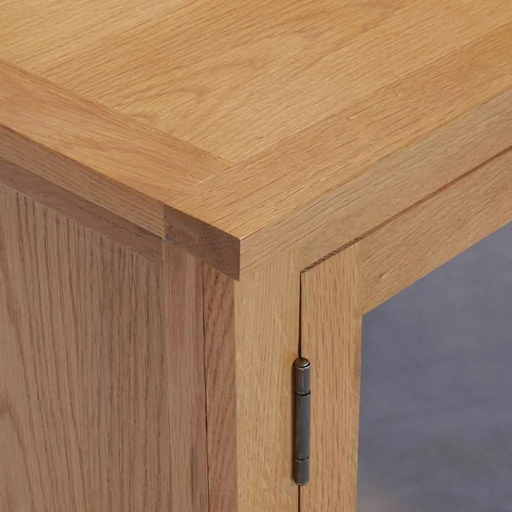 Brown Solid Oak Wood TV Cabinet with Storage Doors