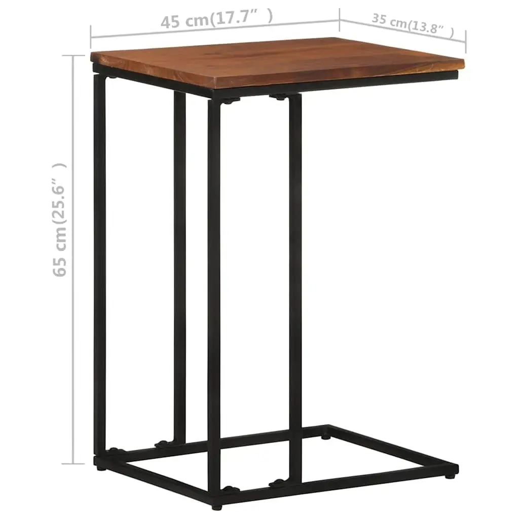 Side Table Wooden Brown 35x45x65cm Acacia with Iron Frame
