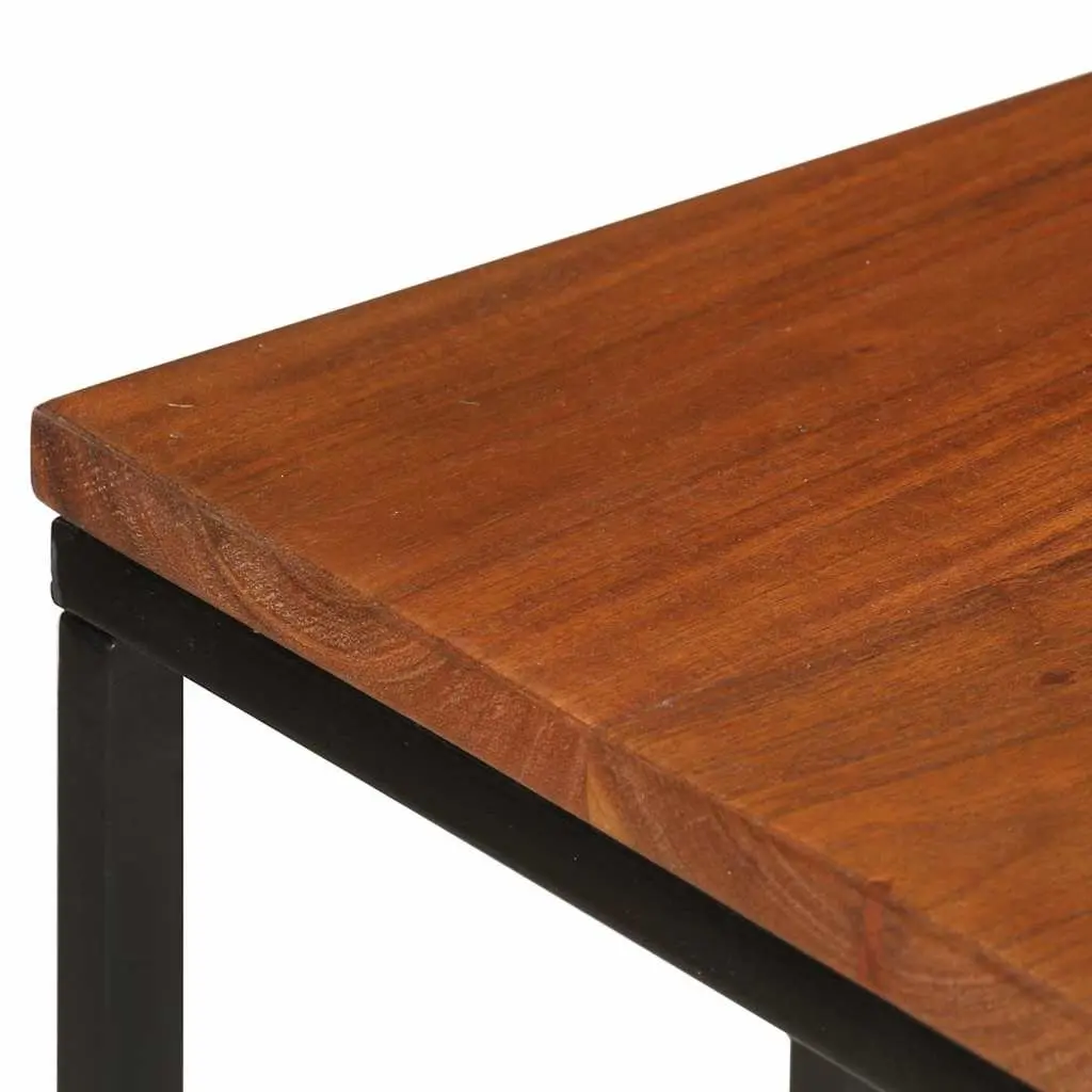 Side Table Wooden Brown 35x45x65cm Acacia with Iron Frame