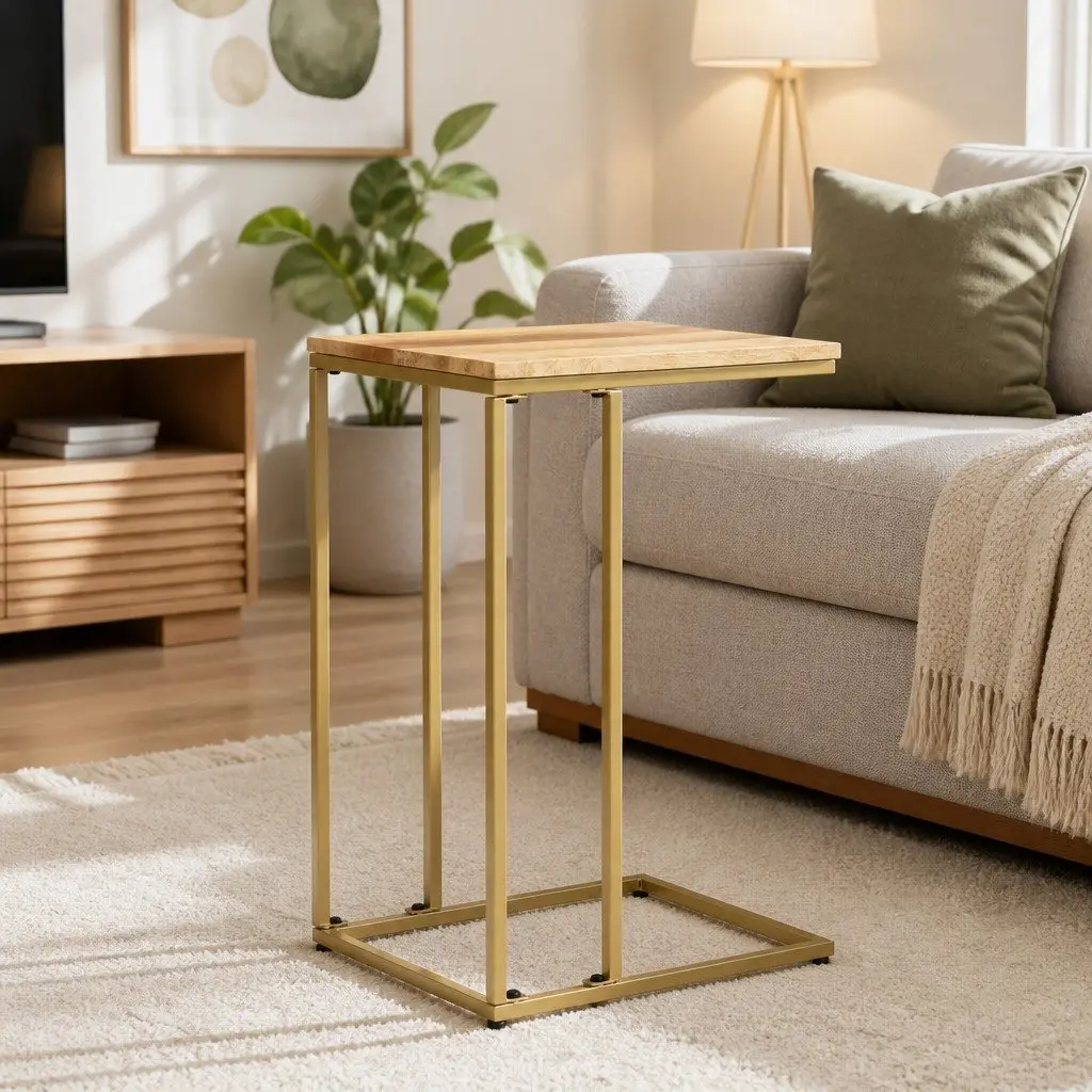Side Table Brown Natural Finish 35x45x65cm Solid Mango Wood