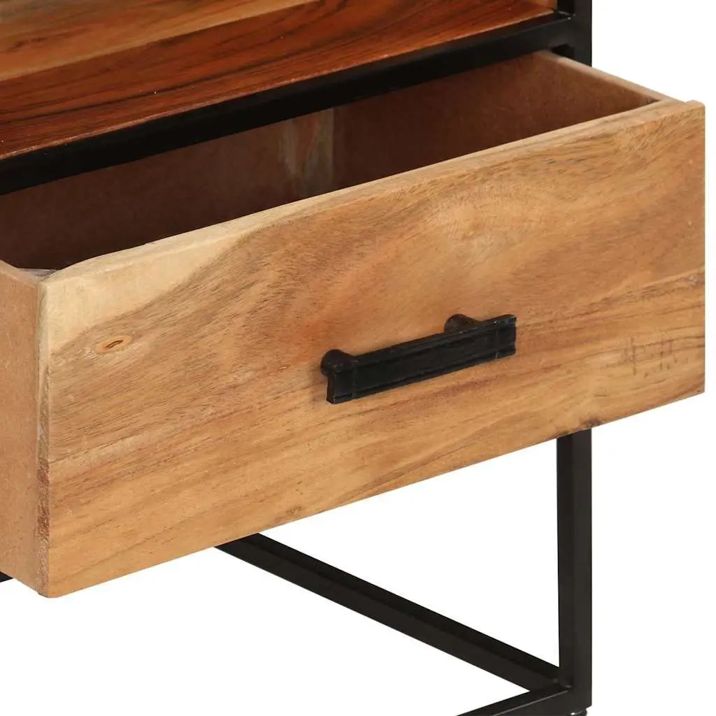 Solid Acacia Wood Bedside Table with Drawer