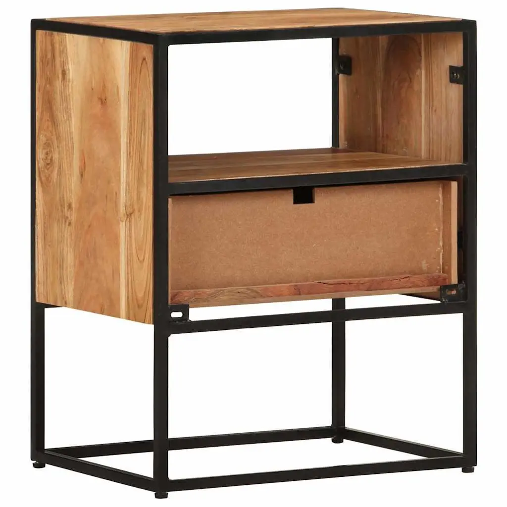 Solid Acacia Wood Bedside Table with Drawer