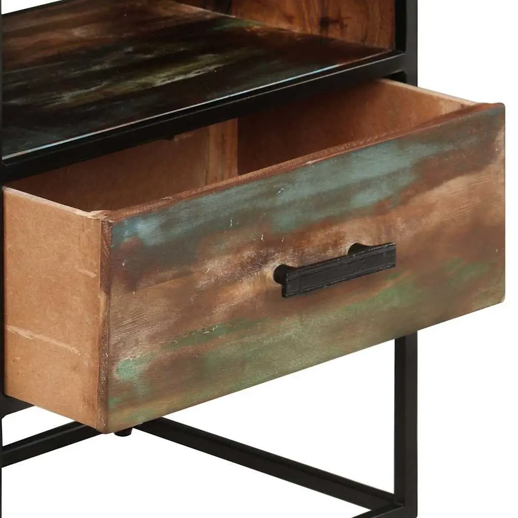 Solid Reclaimed Wood Bedside Table with Drawer 40x30x50cm