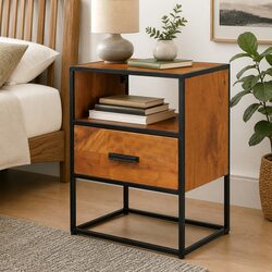 Charming Solid Acacia Wood Nightstand 40x30x50 cm