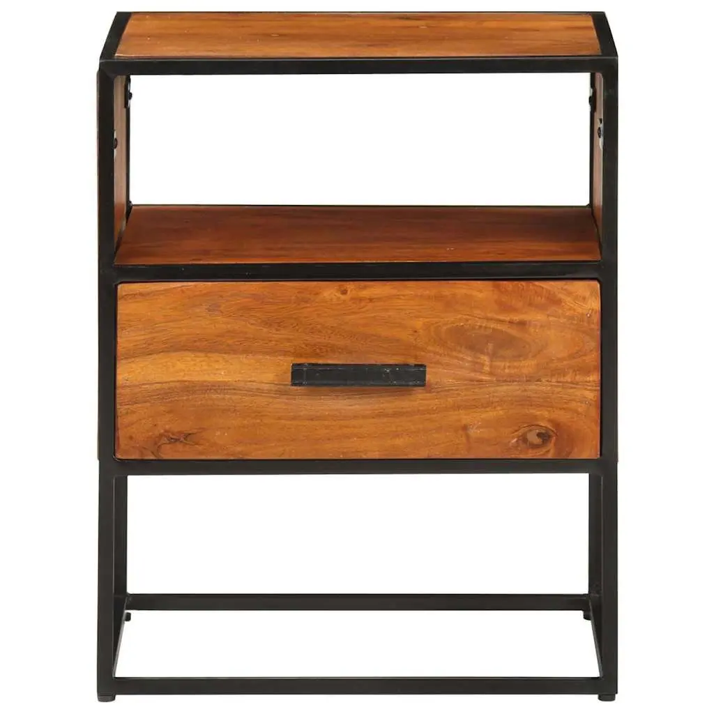 Bedside Table Vintage Industrial 40x30x50 cm Solid Acacia Wood Nightstand 1 Drawer