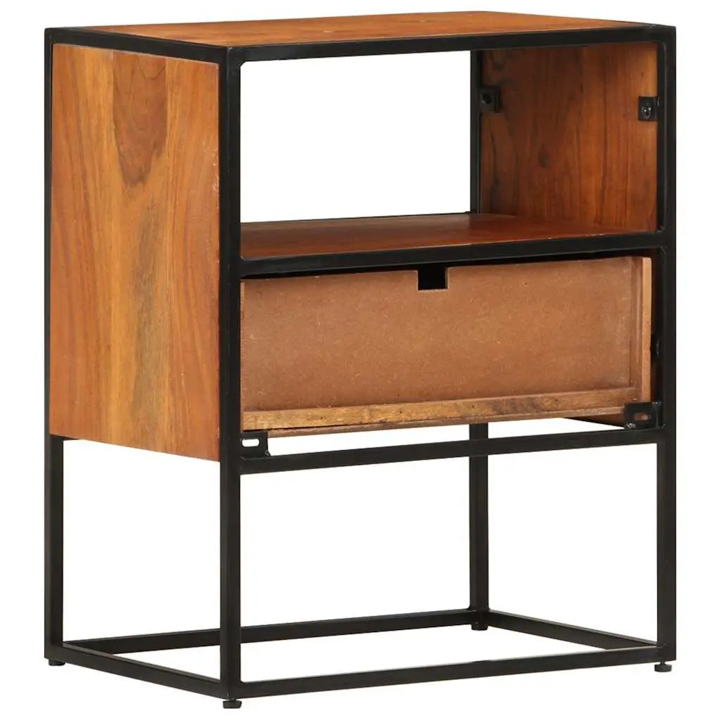 Bedside Table Vintage Industrial 40x30x50 cm Solid Acacia Wood Nightstand 1 Drawer