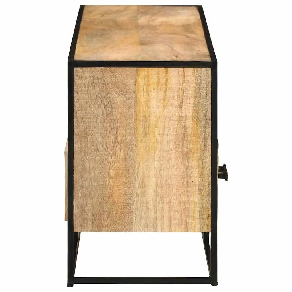 TV Cabinet 110x30x45 cm Brown Rough Mango Wood with Drawers and Shelves