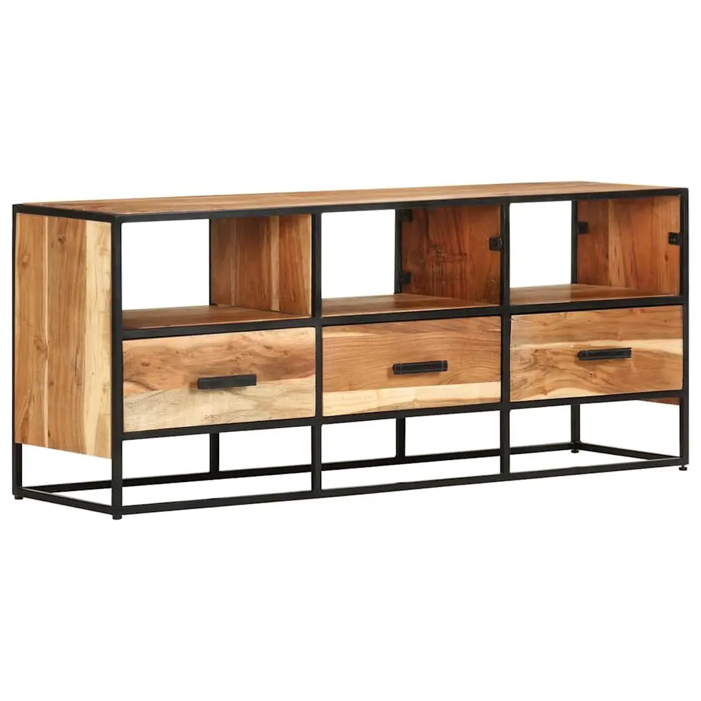 TV Cabinet 110x30x45cm Solid Acacia Wood Drawers Shelves Sideboard Brown