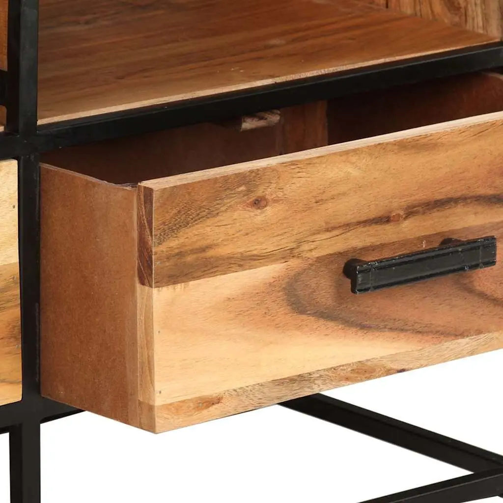 TV Cabinet 110x30x45cm Solid Acacia Wood Drawers Shelves Sideboard Brown