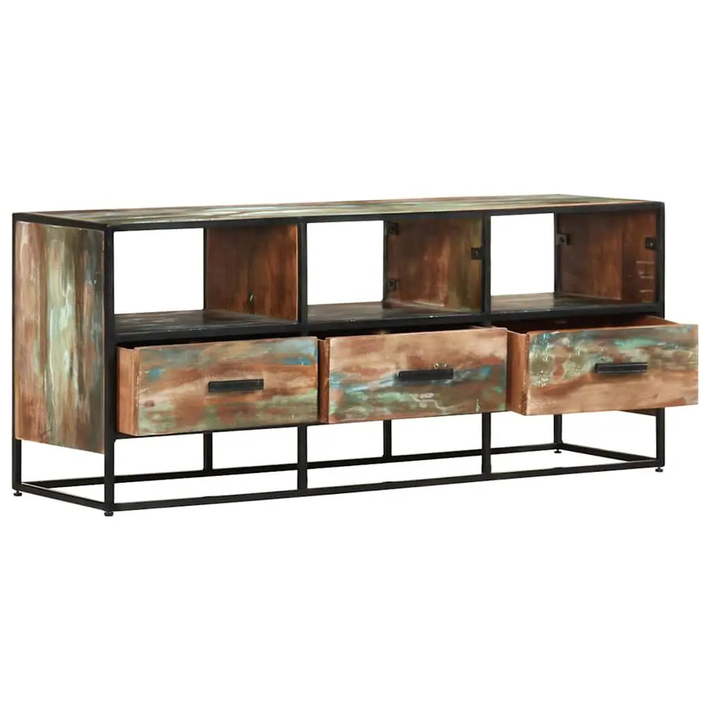 TV Cabinet 110x30x45 cm Brown Solid Wood Sideboard with Drawers Shelves Storage