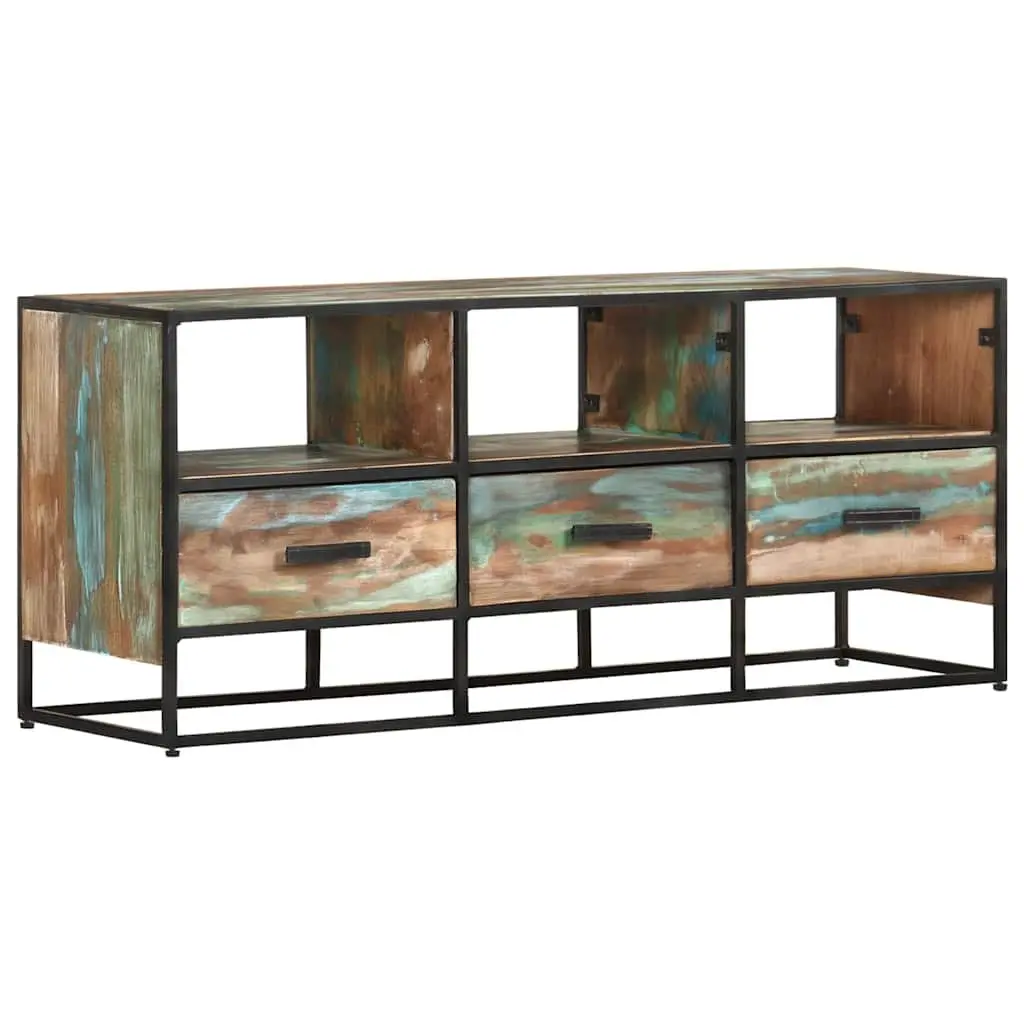 TV Cabinet 110x30x45 cm Brown Solid Wood Sideboard with Drawers Shelves Storage