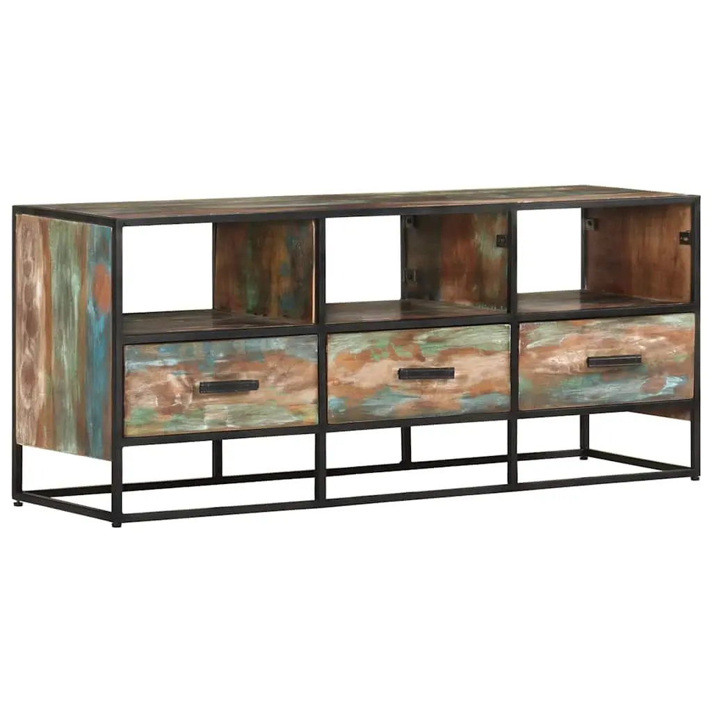 TV Cabinet 110x30x45 cm Brown Solid Wood Sideboard with Drawers Shelves Storage