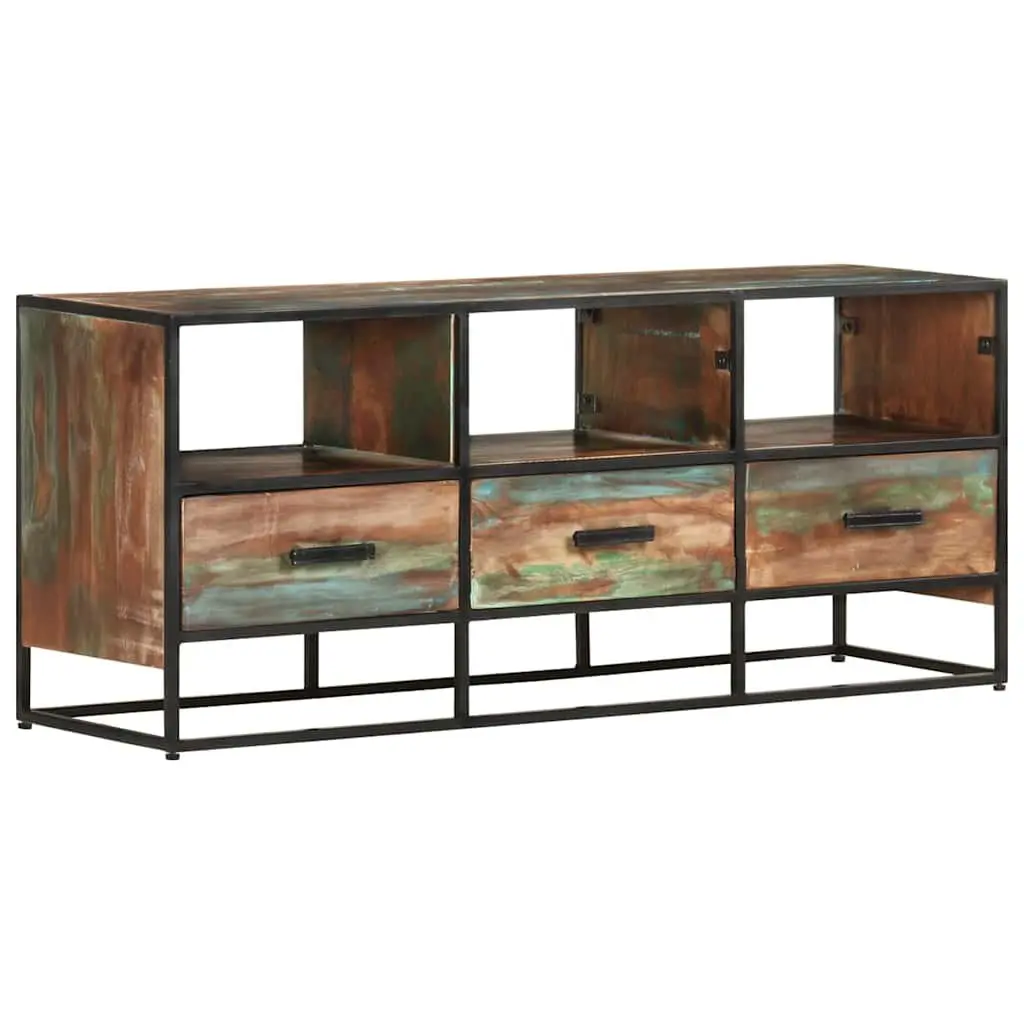 TV Cabinet 110x30x45 cm Brown Solid Wood Sideboard with Drawers Shelves Storage