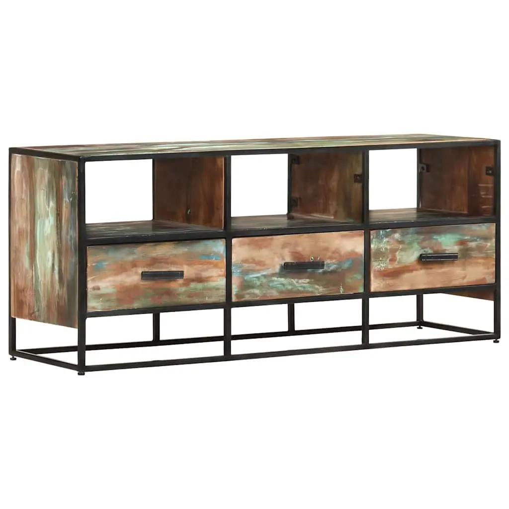 TV Cabinet 110x30x45 cm Brown Solid Wood Sideboard with Drawers Shelves Storage